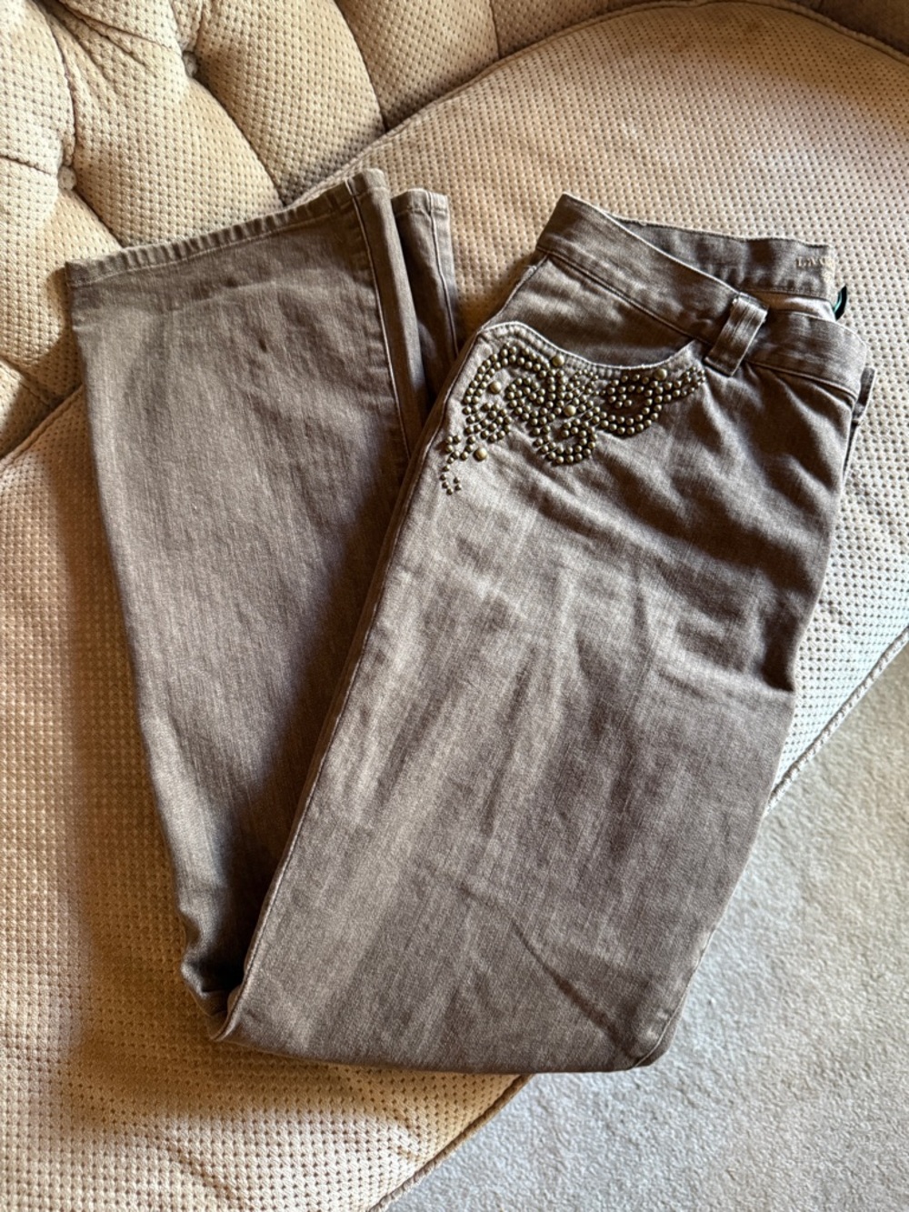 Lauren Jeans Co. by Ralph Lauren Embellished Brown Boot Cut Jeans